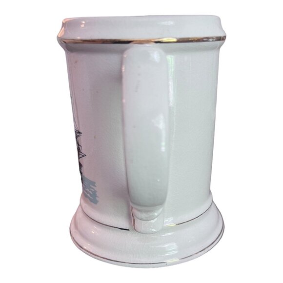 Vtg Shaving Cup Nautical Sailing Ship Porcelain Gilded Rim an Handle - Picture 4 of 7